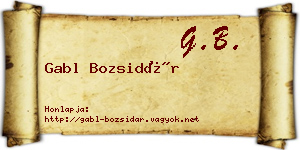 Gabl Bozsidár névjegykártya
